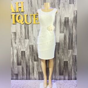 Connected Apparel Ivory Lace Midi Dress